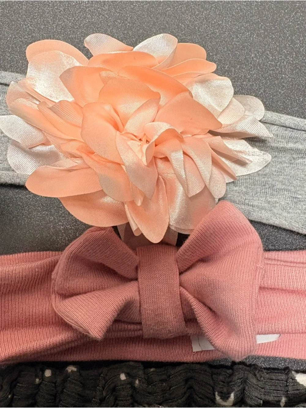 Girls' Floral & Bow Headband Set‎ - Pink, Gray, Blue, White